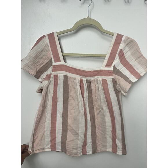 Rails Tops - Rails Mira Juliette Stripe Linen Blend Sleeveless Peplum Top XS